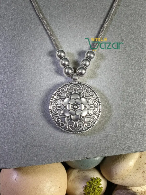 Artificial_Oxidised_Silver_Big_Pendant_Necklace_Chain__-_1_PC