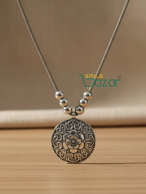 Artificial_Oxidised_Silver_Big_Pendant_Necklace_Chain__-_1_PC