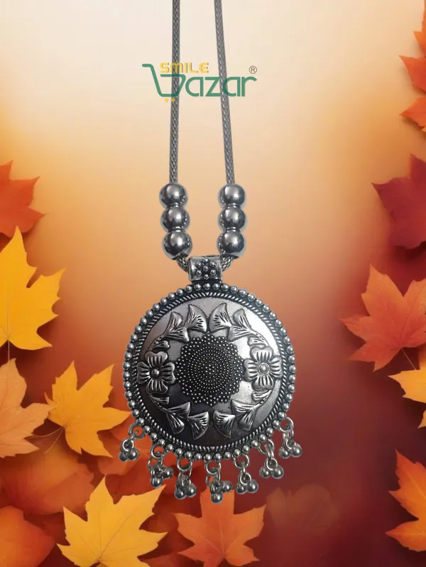 Artificial_Oxidised_Silver_Big_Pendant_Necklace_Stylish_Necklace_Chain_Jewellery__-_1_PC