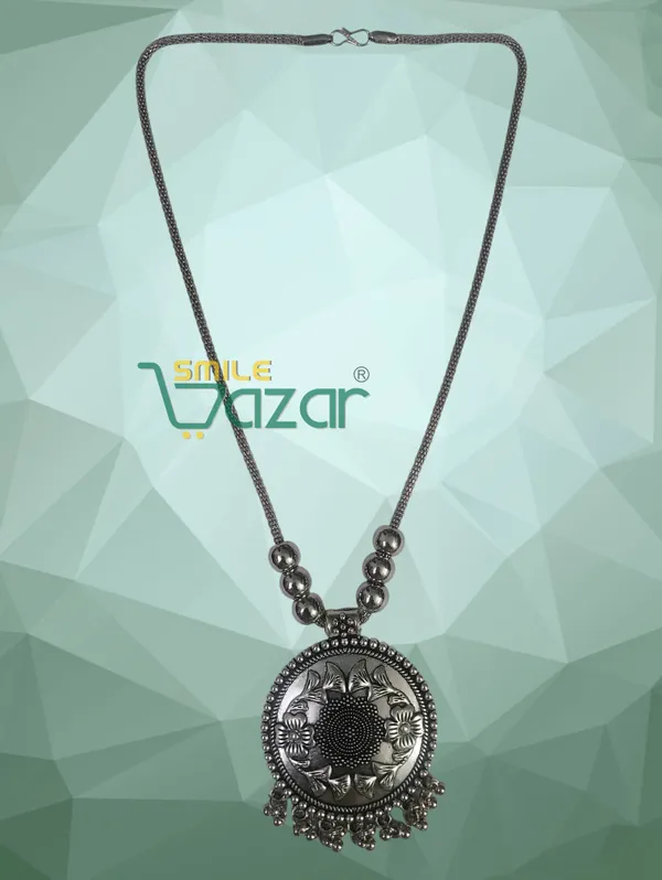 Artificial_Oxidised_Silver_Big_Pendant_Necklace_Stylish_Necklace_Chain_Jewellery__-_1_PC