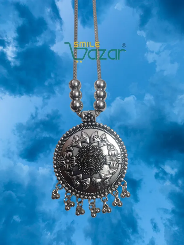 Artificial_Oxidised_Silver_Big_Pendant_Necklace_Stylish_Necklace_Chain_Jewellery__-_1_PC