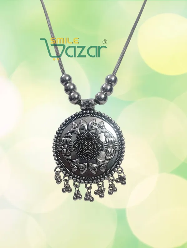 Artificial_Oxidised_Silver_Big_Pendant_Necklace_Stylish_Necklace_Chain_Jewellery__-_1_PC