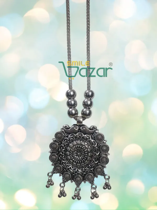 Artificial_Oxidised_Silver_Elegant_Big_Pendant_Necklace_Stylish_Necklace_Chain_Jewellery__-_1_PC