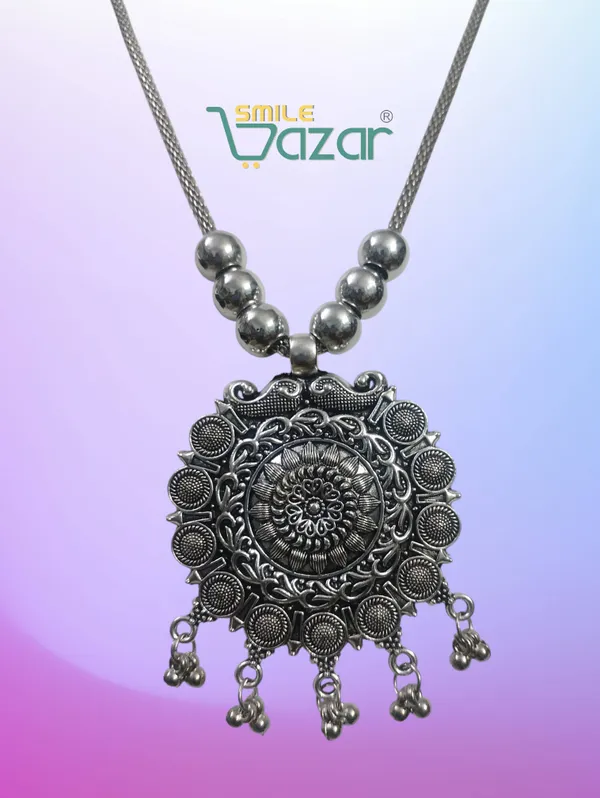 Artificial_Oxidised_Silver_Elegant_Big_Pendant_Necklace_Stylish_Necklace_Chain_Jewellery__-_1_PC