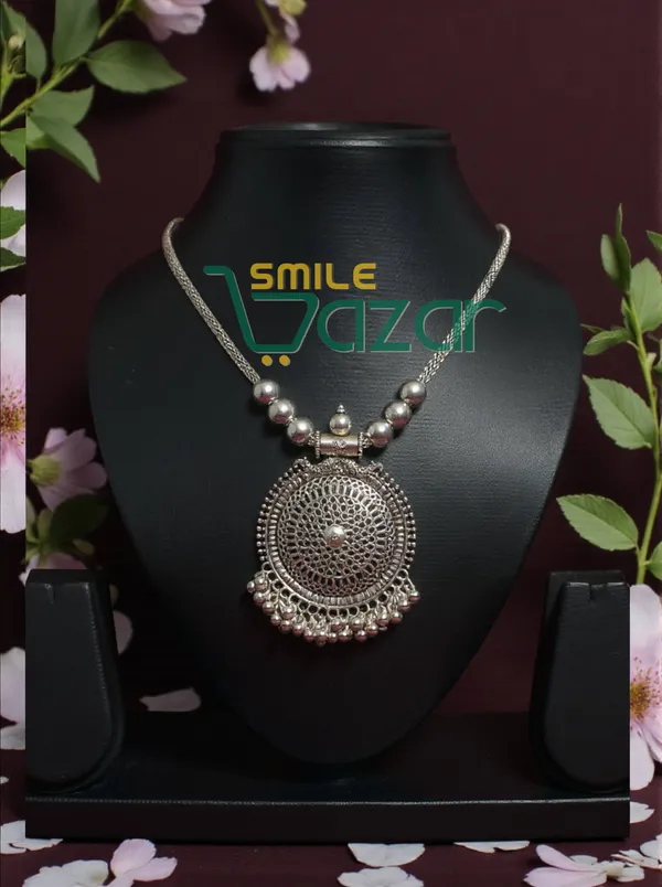 Artificial_Oxidised_Traditional_Silver_Big_Pendant_Necklace_Chain_Stylish_Jewellery_–_Antique_Statement_Jewellery_for_Girls_&_Women_-_1_PC