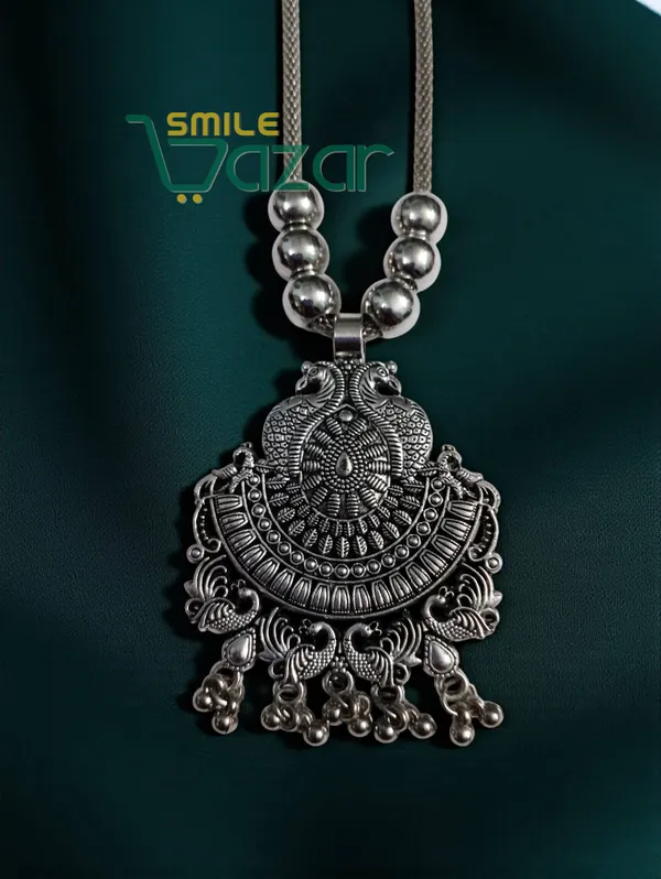 Artificial_Oxidised_Traditional_Silver_Big_Pendant_Necklace_Chain_Stylish_Jewellery__–_Antique_Statement_Jewellery_for_Girls_&_Women_-_1_PC