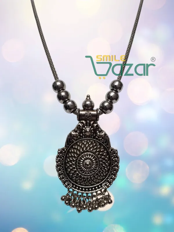 Artificial_Oxidised_Traditional_Silver_Big_Pendant_Necklace_Stylish_Necklace_Chain_Jewellery_–_Antique_Statement_Jewellery_for_Girls_&_Women_-_1_PC