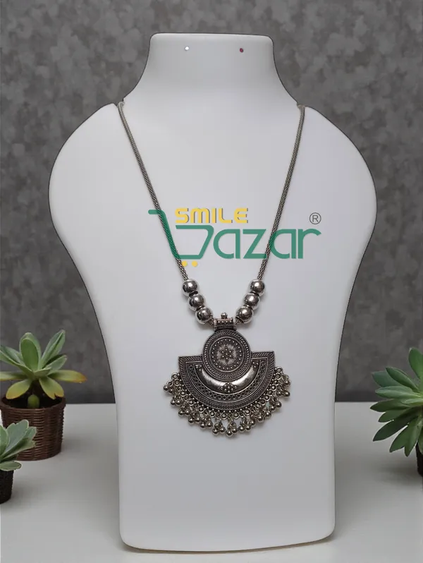 Artificial_Oxidised_Traditional_Silver_Big_Pendant_Necklace_Stylish_Necklace_Chain_Jewellery_–_Antique_Statement_Jewellery_for_Girls_&_Women_-_1_PC