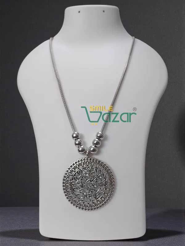 Artificial_Oxidised_Traditional_Silver_Big_Pendant_Necklace_Stylish_Necklace_Chain_Jewellery_–_Antique_Statement_Jewellery_for_Girls_&_Women_-_1_PC