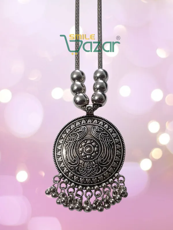 Artificial_Oxidised_Traditional_Silver_Big_Pendant_Necklace_Stylish_Necklace_Chain_Jewellery_–_Antique_Statement_Jewellery_for_Girls_&_Women_-_1_PC