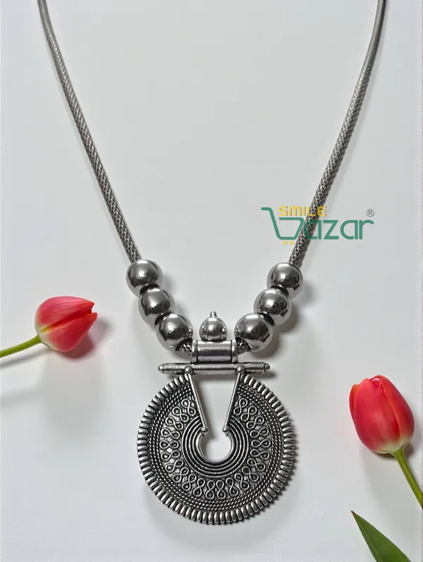 Artificial_Oxidised_Traditional_Silver_Big_Pendant_Necklace_Stylish_Necklace_Chain_Jewellery_–_Antique_Statement_Jewellery_for_Girls_&_Women_-_1_PC