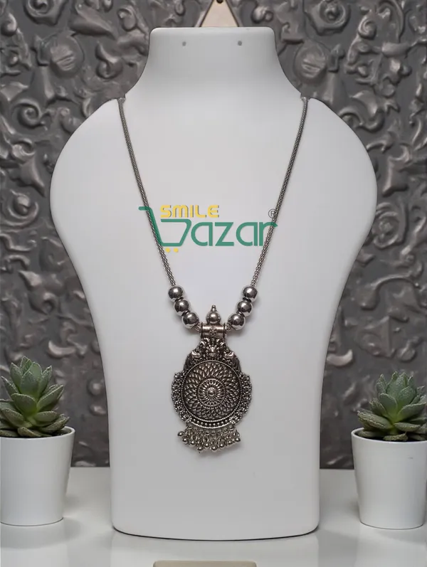 Artificial_Oxidised_Traditional_Silver_Big_Pendant_Necklace_Stylish_Necklace_Chain_Jewellery_–_Antique_Statement_Jewellery_for_Girls_&_Women_-_1_PC