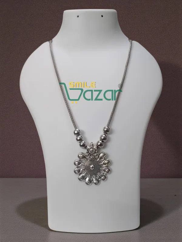 Artificial_Oxidised_Traditional_Silver_Big_Pendant_Necklace_Stylish_Necklace_Chain_Jewellery_–_Antique_Statement_Jewellery_for_Girls_&_Women_-_1_PC