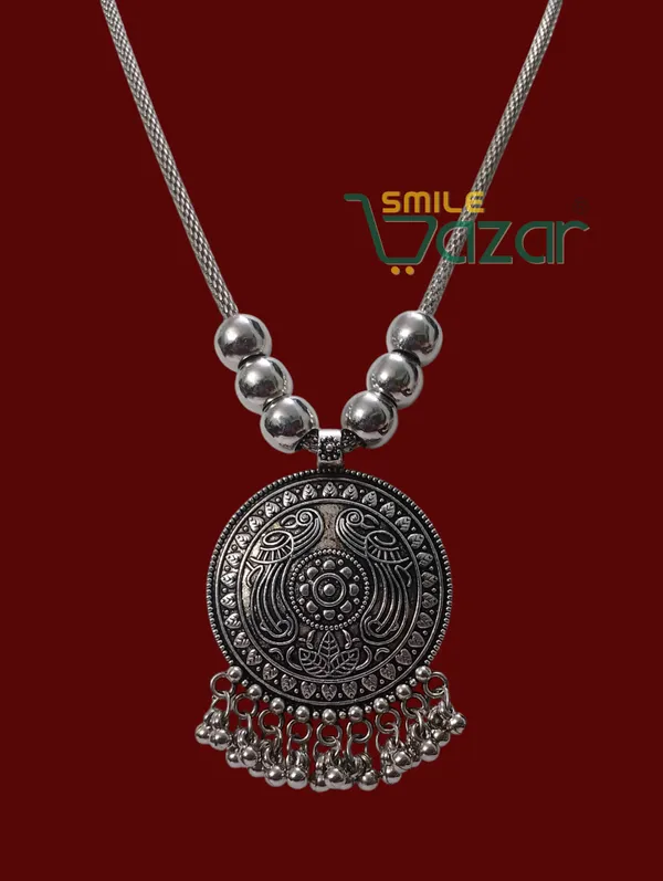 Artificial_Oxidised_Traditional_Silver_Big_Pendant_Necklace_Stylish_Necklace_Chain_Jewellery_–_Antique_Statement_Jewellery_for_Girls_&_Women_-_1_PC