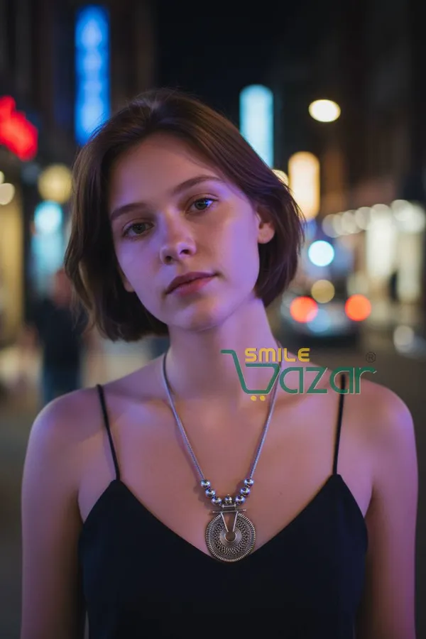 Artificial_Oxidised_Traditional_Silver_Big_Pendant_Necklace_Stylish_Necklace_Chain_Jewellery_–_Antique_Statement_Jewellery_for_Girls_&_Women_-_1_PC