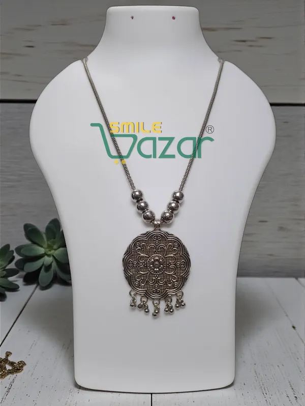 Artificial_Oxidised_Traditional_Silver_Big_Pendant_Necklace_Stylish_Necklace_Chain_Jewellery_–_Antique_Statement_Jewellery_for_Girls_&_Women_-_1_PC