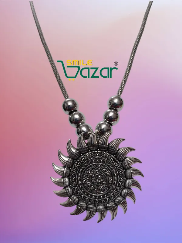 Artificial_Oxidised_Traditional_Silver_Big_Pendant_Necklace_Stylish_Necklace_Chain_Jewellery_–_Antique_Statement_Jewellery_for_Girls_&_Women_-_1_PC