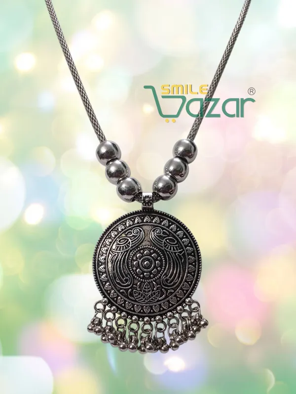 Artificial_Oxidised_Traditional_Silver_Big_Pendant_Necklace_Stylish_Necklace_Chain_Jewellery_–_Antique_Statement_Jewellery_for_Girls_&_Women_-_1_PC