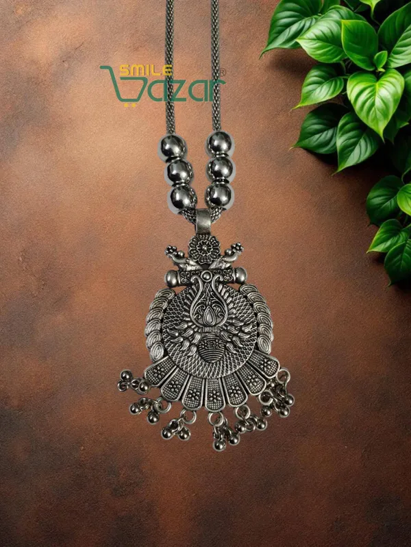 Artificial_Oxidised_Traditional_Silver_Big_Pendant_Necklace_Stylish_Necklace_Chain_Jewellery_–__1_PC