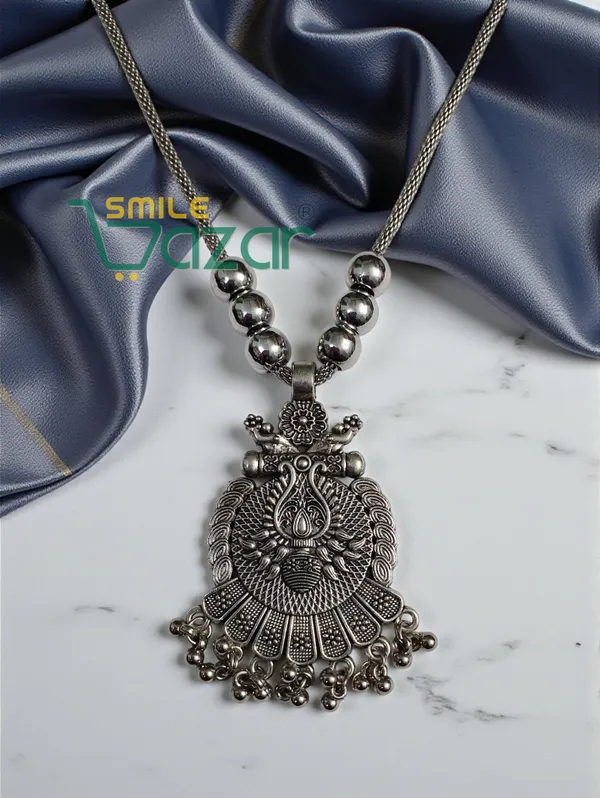 Artificial_Oxidised_Traditional_Silver_Big_Pendant_Necklace_Stylish_Necklace_Chain_Jewellery_–__1_PC