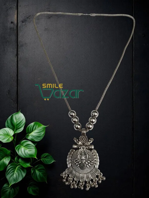 Artificial_Oxidised_Traditional_Silver_Big_Pendant_Necklace_Stylish_Necklace_Chain_Jewellery_–__1_PC