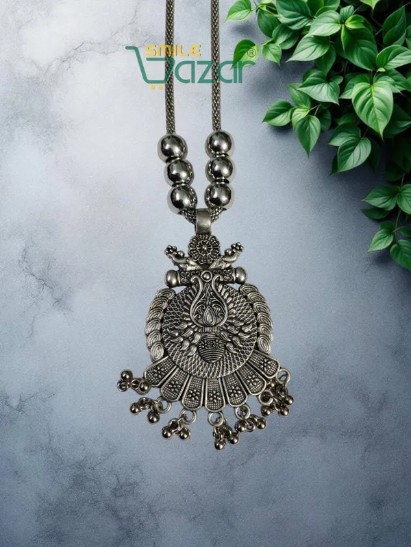 Artificial_Oxidised_Traditional_Silver_Big_Pendant_Necklace_Stylish_Necklace_Chain_Jewellery_–__1_PC