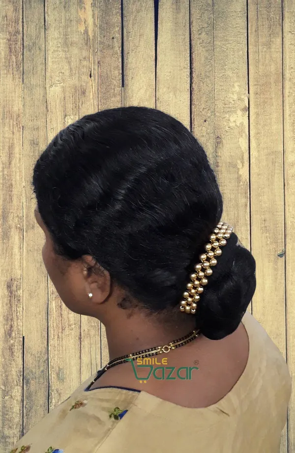 Artificial_Pearl_Beaded_Gajra_Garland_Veni_For_Festival_Wedding_Bun_Juda_Accessories_Ethnic_Look_Hair_Veni_Hair_Accessory_For_Women_And_Girls_Golden_Beads_-_1_Pc