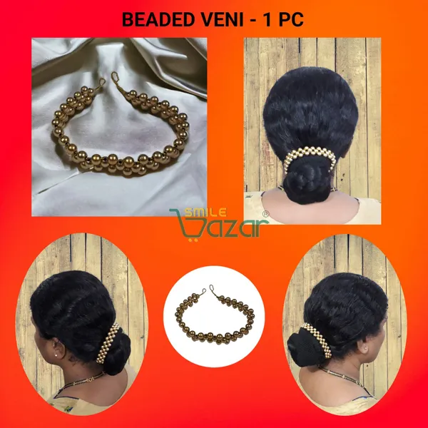 Artificial_Pearl_Beaded_Gajra_Garland_Veni_For_Festival_Wedding_Bun_Juda_Accessories_Ethnic_Look_Hair_Veni_Hair_Accessory_For_Women_And_Girls_Golden_Beads_-_1_Pc