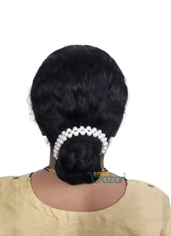Artificial_Pearl_Beaded_Gajra_Garland_Veni_For_Festival_Wedding_Bun_Juda_Accessories_Ethnic_Look_Hair_Veni_Hair_Accessory_For_Women_And_Girls_White_Beads_-_1_Pc