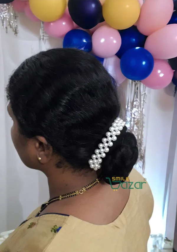 Artificial_Pearl_Beaded_Gajra_Garland_Veni_For_Festival_Wedding_Bun_Juda_Accessories_Ethnic_Look_Hair_Veni_Hair_Accessory_For_Women_And_Girls_White_Beads_-_1_Pc