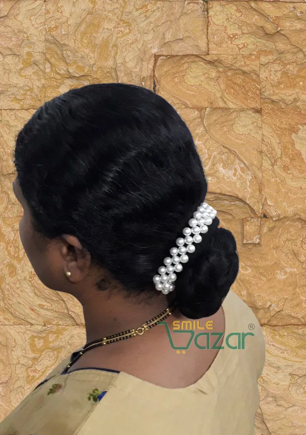 Artificial_Pearl_Beaded_Gajra_Garland_Veni_For_Festival_Wedding_Bun_Juda_Accessories_Ethnic_Look_Hair_Veni_Hair_Accessory_For_Women_And_Girls_White_Beads_-_1_Pc