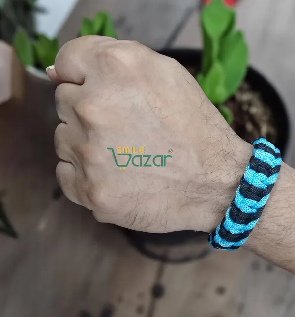 BLACK_AND_SKY_BLUE_COLOUR_HANDMADE__BRACELET_ADJUSTABLE_WRISTBAND_BRACELET_FRIENDSHIP_BAND_FOR_WOMEN_AND_MEN_SKIN_FRIENDLY_