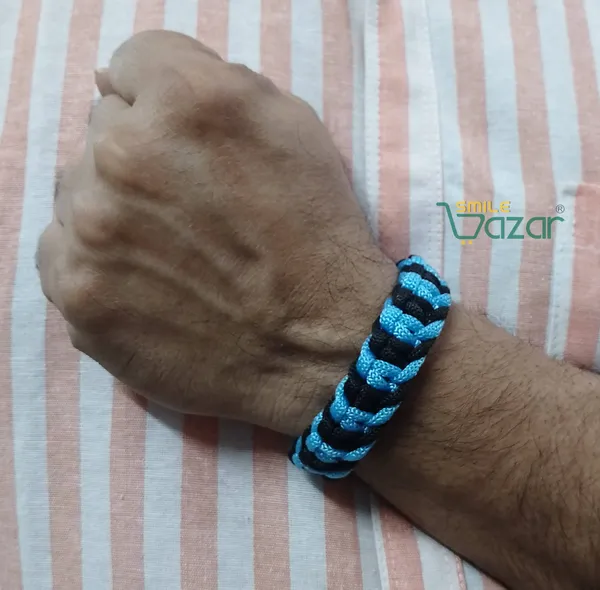 BLACK_AND_SKY_BLUE_COLOUR_HANDMADE__BRACELET_ADJUSTABLE_WRISTBAND_BRACELET_FRIENDSHIP_BAND_FOR_WOMEN_AND_MEN_SKIN_FRIENDLY_