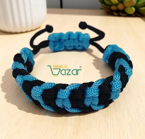 BLACK_AND_SKY_BLUE_COLOUR_HANDMADE__BRACELET_ADJUSTABLE_WRISTBAND_BRACELET_FRIENDSHIP_BAND_FOR_WOMEN_AND_MEN_SKIN_FRIENDLY_