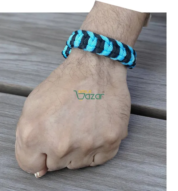 BLACK_AND_SKY_BLUE_COLOUR_HANDMADE__BRACELET_ADJUSTABLE_WRISTBAND_BRACELET_FRIENDSHIP_BAND_FOR_WOMEN_AND_MEN_SKIN_FRIENDLY_