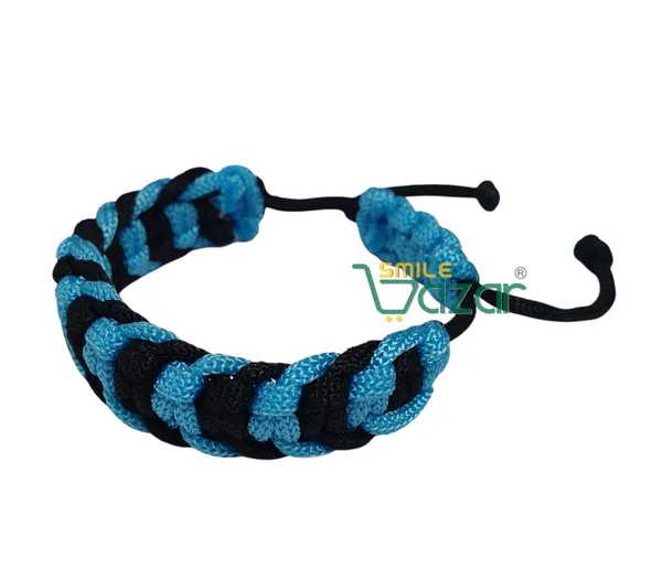 BLACK_AND_SKY_BLUE_COLOUR_HANDMADE__BRACELET_ADJUSTABLE_WRISTBAND_BRACELET_FRIENDSHIP_BAND_FOR_WOMEN_AND_MEN_SKIN_FRIENDLY_