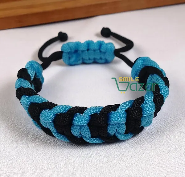 BLACK_AND_SKY_BLUE_COLOUR_HANDMADE__BRACELET_ADJUSTABLE_WRISTBAND_BRACELET_FRIENDSHIP_BAND_FOR_WOMEN_AND_MEN_SKIN_FRIENDLY_