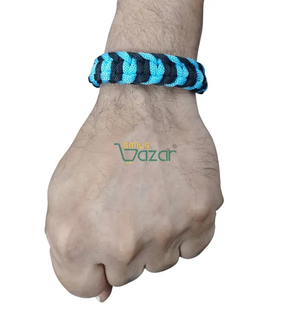 BLACK_AND_SKY_BLUE_COLOUR_HANDMADE__BRACELET_ADJUSTABLE_WRISTBAND_BRACELET_FRIENDSHIP_BAND_FOR_WOMEN_AND_MEN_SKIN_FRIENDLY_