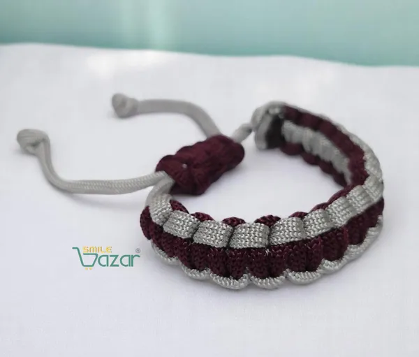BURGUNDY_BROWN_AND_GREY_COLOUR_HANDMADE__BRACELET_ADJUSTABLE_WRISTBAND_BRACELET_FRIENDSHIP_BAND_FOR_WOMEN_AND_MEN_SKIN_FRIENDLY_