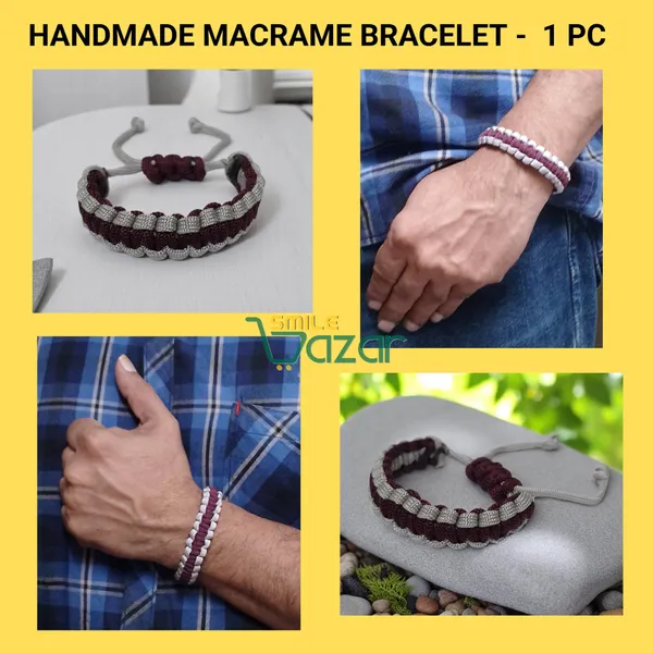 BURGUNDY_BROWN_AND_GREY_COLOUR_HANDMADE__BRACELET_ADJUSTABLE_WRISTBAND_BRACELET_FRIENDSHIP_BAND_FOR_WOMEN_AND_MEN_SKIN_FRIENDLY_