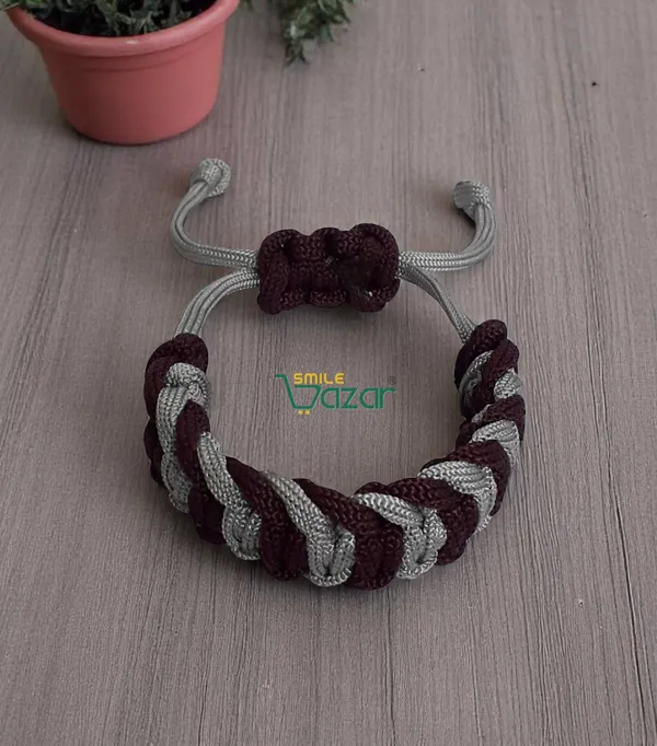 BURGUNDY_BROWN_AND_ICE_GRAY_-_HANDMADE__BRACELET_ADJUSTABLE_WRISTBAND_BRACELET_FRIENDSHIP_BAND_FOR_WOMEN_AND_MEN_SKIN_FRIENDLY