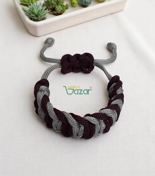 BURGUNDY_BROWN_AND_ICE_GRAY_-_HANDMADE__BRACELET_ADJUSTABLE_WRISTBAND_BRACELET_FRIENDSHIP_BAND_FOR_WOMEN_AND_MEN_SKIN_FRIENDLY