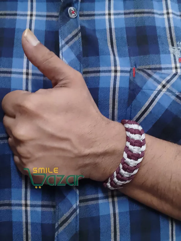 BURGUNDY_BROWN_AND_ICE_GRAY_-_HANDMADE__BRACELET_ADJUSTABLE_WRISTBAND_BRACELET_FRIENDSHIP_BAND_FOR_WOMEN_AND_MEN_SKIN_FRIENDLY