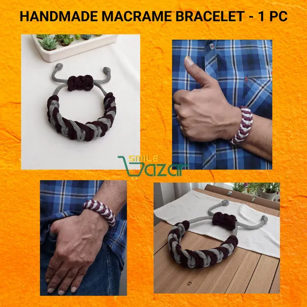 BURGUNDY_BROWN_AND_ICE_GRAY_-_HANDMADE__BRACELET_ADJUSTABLE_WRISTBAND_BRACELET_FRIENDSHIP_BAND_FOR_WOMEN_AND_MEN_SKIN_FRIENDLY