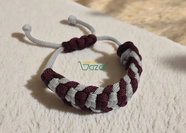 BURGUNDY_BROWN_AND_ICE_GRAY_-_HANDMADE__BRACELET_ADJUSTABLE_WRISTBAND_BRACELET_FRIENDSHIP_BAND_FOR_WOMEN_AND_MEN_SKIN_FRIENDLY