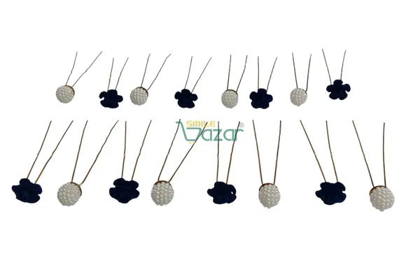 Bridal_Hair_Bun_Pin_Accessories_/_Fancy_Golden_Juda_Pins_with_Artificial_BLUE_Rose_and__Faux_Pearls_for_Women_and_Girls_-_Set_of_16_PCs