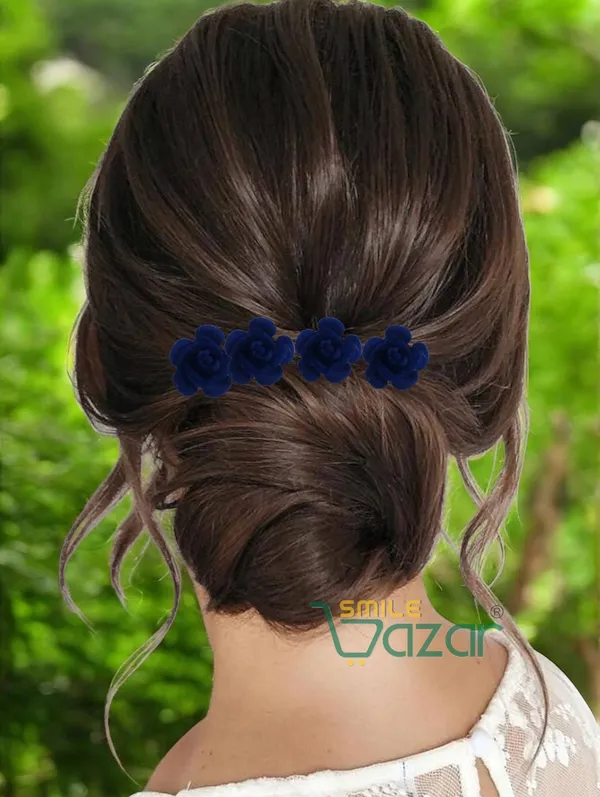 Bridal_Hair_Bun_Pin_Accessories_/_Fancy_Golden_Juda_Pins_with_Artificial_BLUE_Rose_for_Women_and_Girls_-_Set_of_16_PCs
