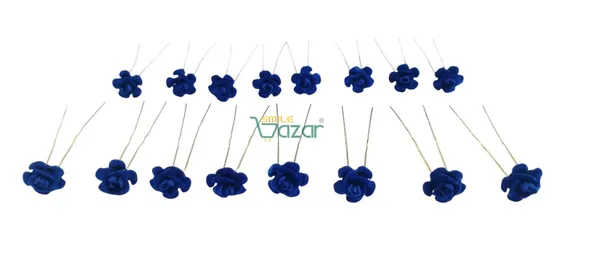 Bridal_Hair_Bun_Pin_Accessories_/_Fancy_Golden_Juda_Pins_with_Artificial_BLUE_Rose_for_Women_and_Girls_-_Set_of_16_PCs