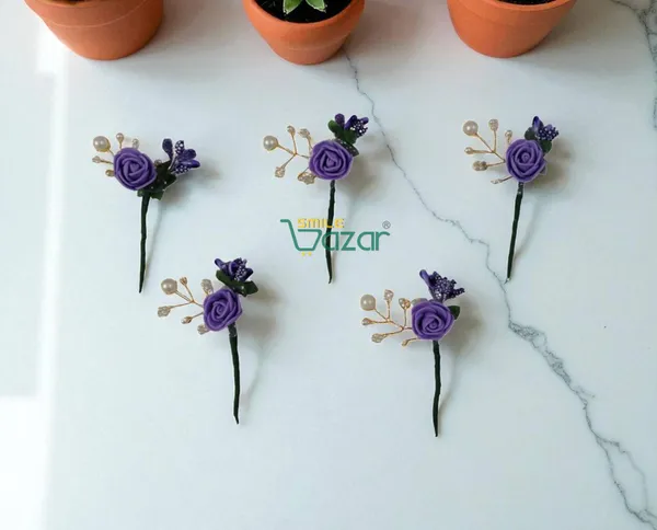 Bridal_Hair_Bun_Pin_Accessories_/_Fancy_Golden_Juda_Pins_with_Artificial_PURPLE_Rose_for_Women_and_Girls_-_Set_of_5_PCs