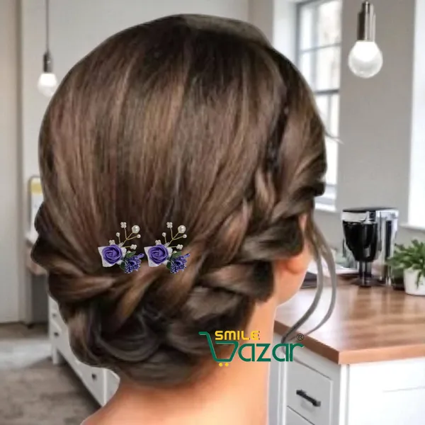 Bridal_Hair_Bun_Pin_Accessories_/_Fancy_Golden_Juda_Pins_with_Artificial_PURPLE_Rose_for_Women_and_Girls_-_Set_of_5_PCs